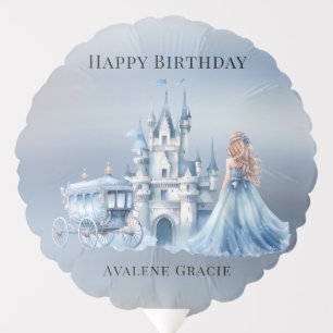 Princess Blue Carriage Turning 3 Birthday Party Balloon