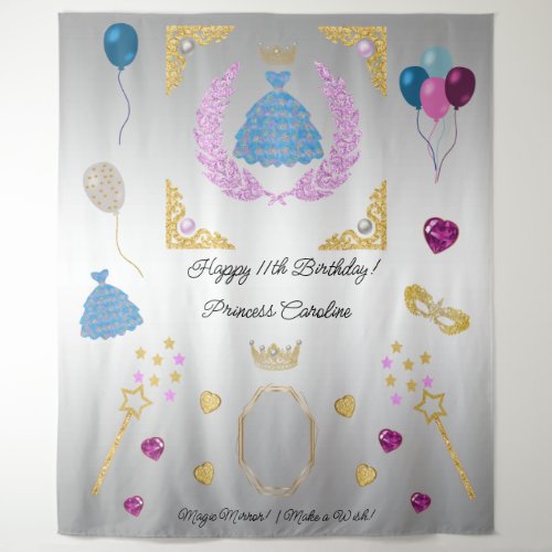 Princess Blue Dress  Glitter Fun Birthday Tapestry