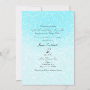 Princess Blue Elegant Storybook Swirl Wedding Invitation