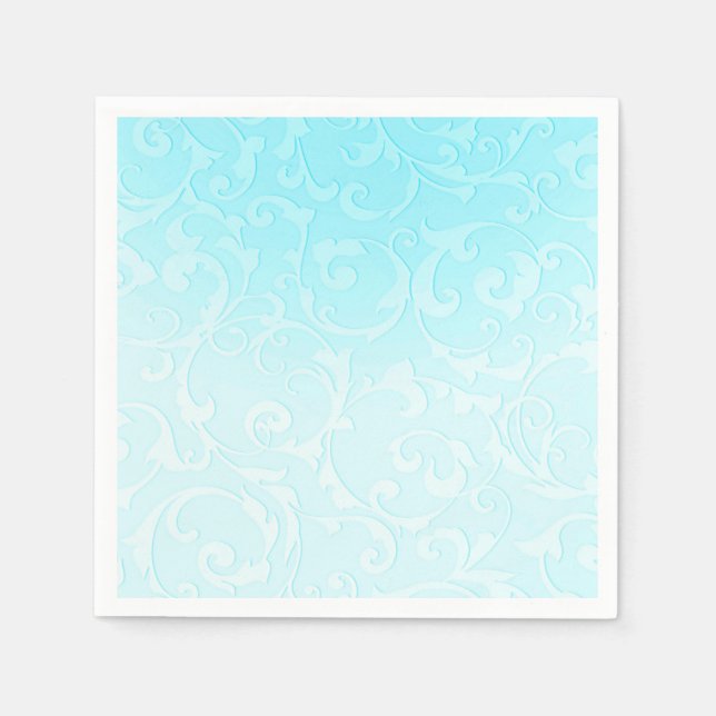 Princess Blue Elegant Storybook Swirl Wedding Napkins (Front)