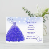 Princess Blue Gown String Lights Quinceanera Invitation (Standing Front)