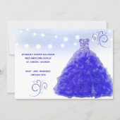 Princess Blue Gown String Lights Quinceanera Invitation (Back)