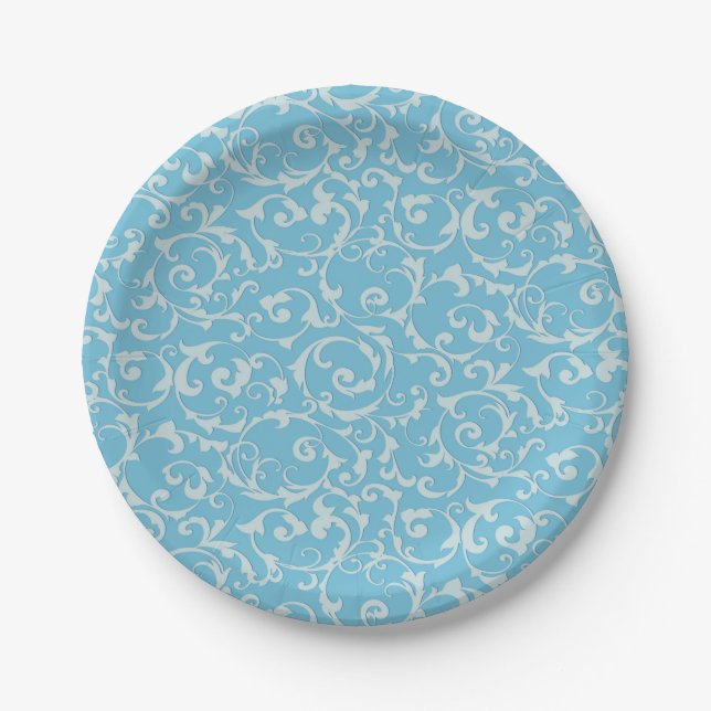 Princess Blue Royal Storybook Fairy Tale Chic Paper Plates (Front)