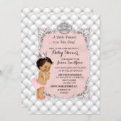 Princess Blush Pink Pearls Diamonds Baby Girl Invitation (Front/Back)