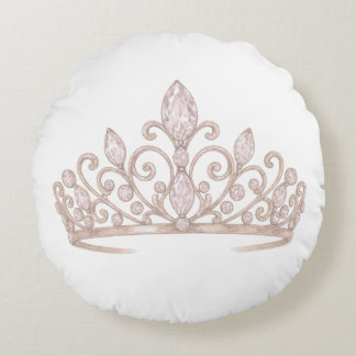 Princess Blush Pink tiara Round Pillow