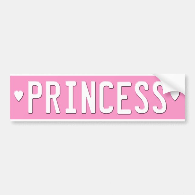 Princess Bumper Sticker License Plate Pink (Front)