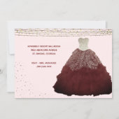 Princess Burgundy Gown String Lights Quinceanera Invitation (Back)