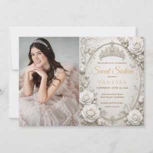 Princess butterflies photo sweet 16 invitation