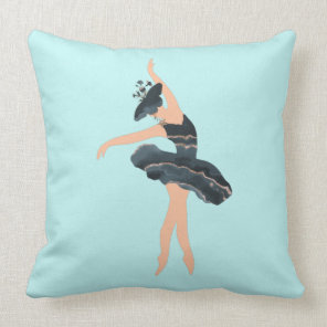 Princess butterfly ballerina blue and gold throw p pillow