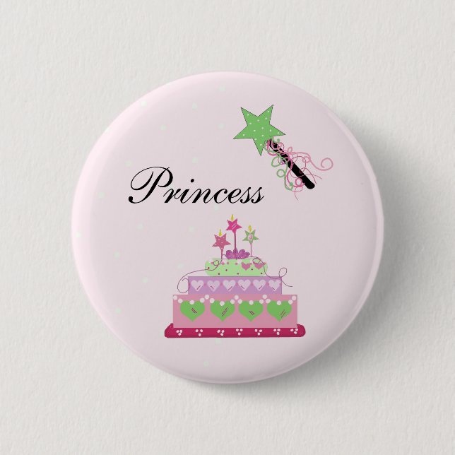 Princess Cake and Green Wand Button (Front)