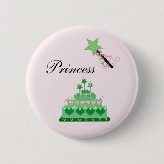 Princess Cake and Green Wand Pinback Button