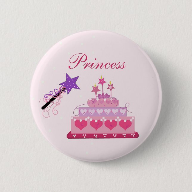 Princess Cake and Wand Pinback Button (Front)
