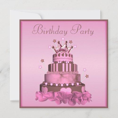 Princess Cake Birthday Party Invitation