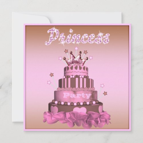 Princess Cake  Cupcakes back Birthday Party Invitation