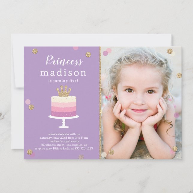 Princess Cake Photo Birthday Party Invitation (Front)