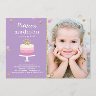 Princess Cake Photo Birthday Party Invitation