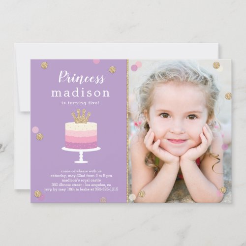 Princess Cake Photo Birthday Party Invitation