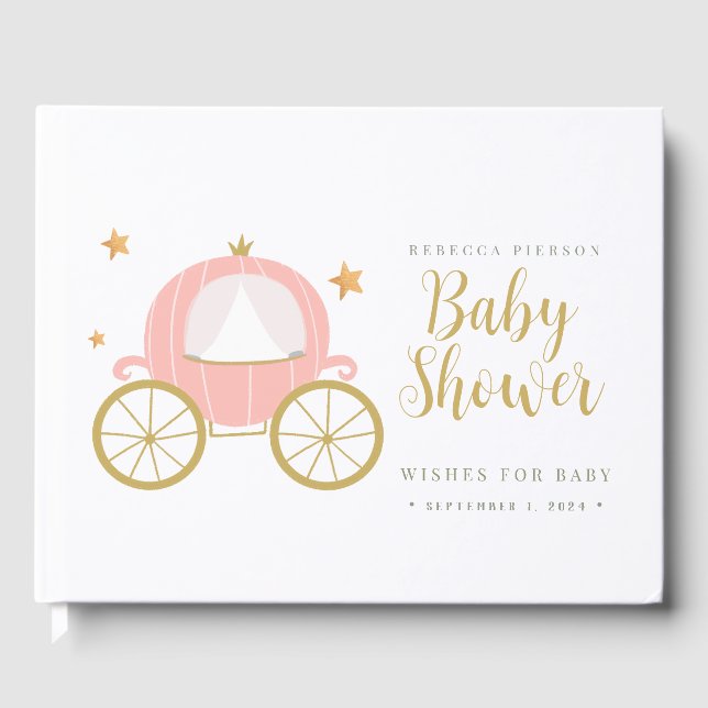 Princess Car Wishes for baby BabyShower Guest Book (Front)