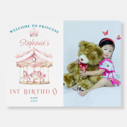 Princess Carousel Magical 1st Birthday Welcome Foam Board