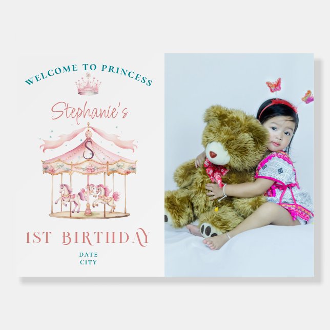 Princess Carousel Magical 1st Birthday Welcome Foam Board (Front)