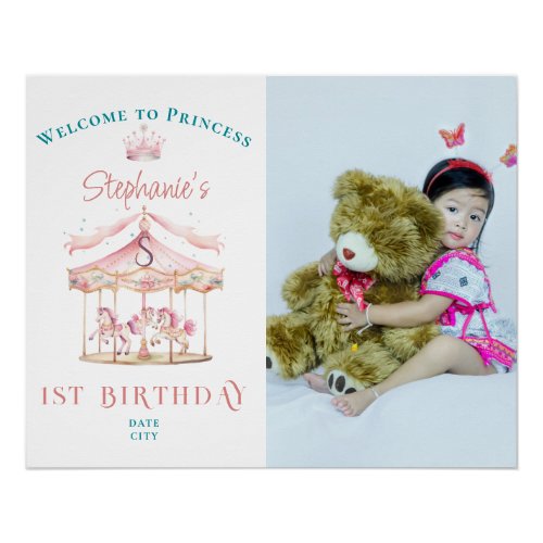 Princess Carousel Magical 1st Birthday Welcome Poster