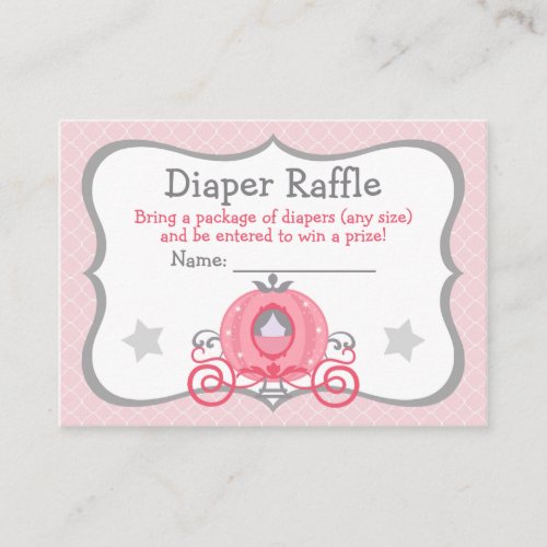 Princess Carriage Baby Girl Diaper Raffle Tickets Enclosure Card