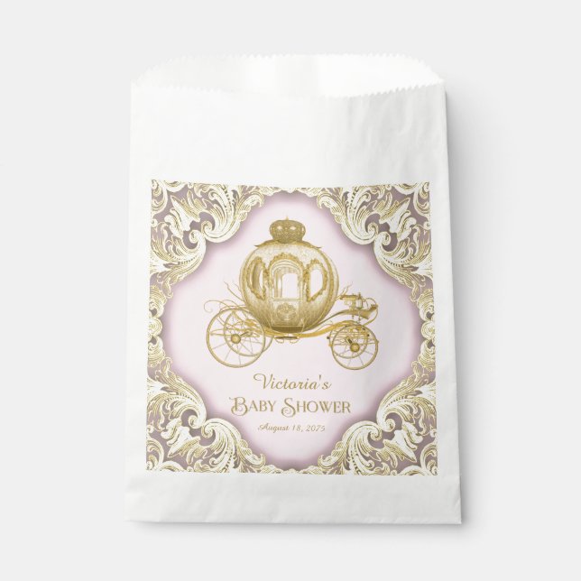 Princess Carriage Baby Shower Favor Bag (Front)