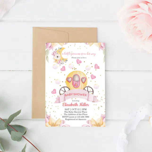 Princess Carriage Baby Shower Invitation Zazzle