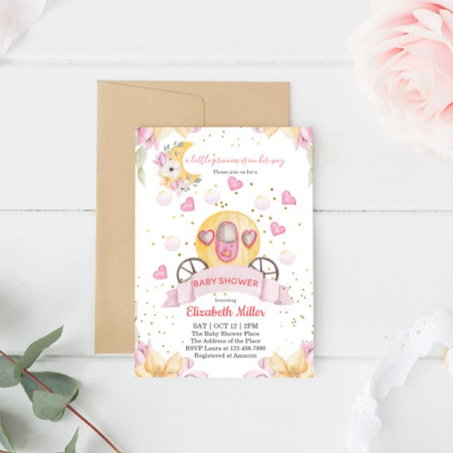 Princess Carriage Baby Shower Invitation (Creator Uploaded)