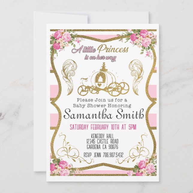Princess carriage Baby Shower invitation (Front)