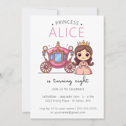 Princess Carriage Birthday Party Invitation