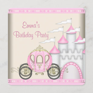 Princess Carriage Castle Girls Princess Birthday Invitation