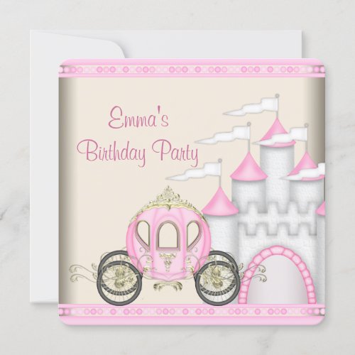 Princess Carriage Castle Girls Princess Birthday Personalized Invite