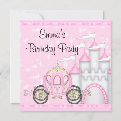 Princess Carriage Castle Girls Princess Birthday Invites