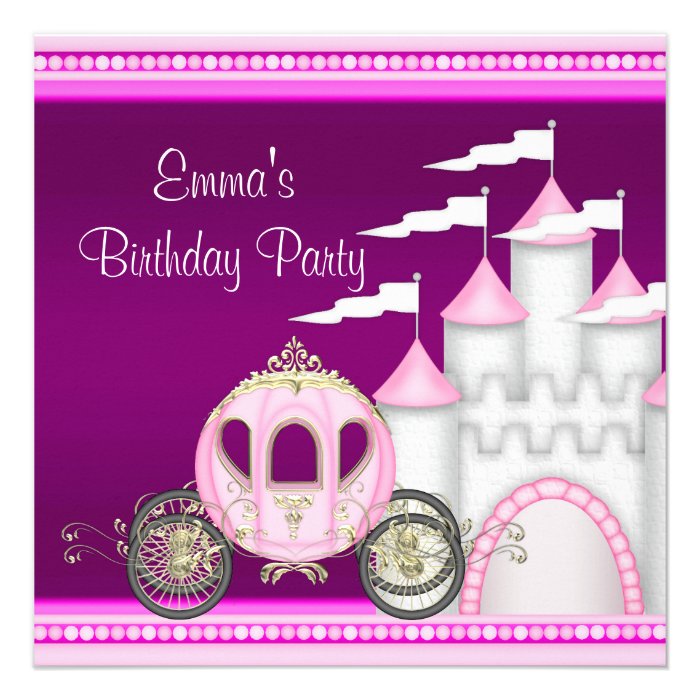 Princess Carriage Castle Girls Princess Birthday Personalized Invitations