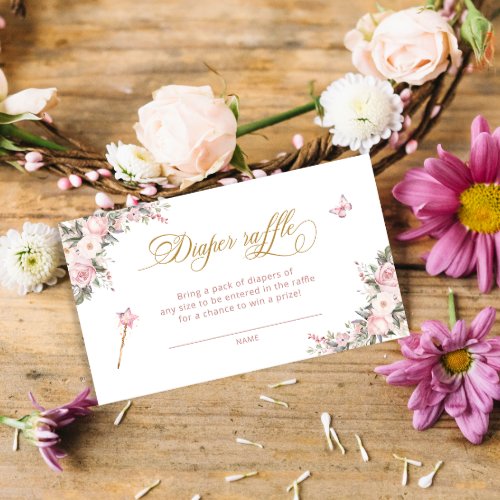 Princess Carriage Floral Baby Diaper Raffle Ticket Enclosure Card