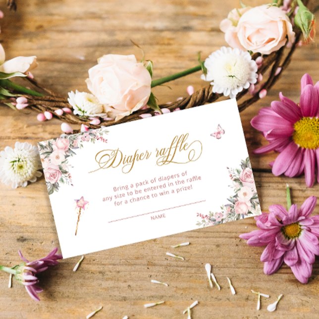Princess Carriage Floral Baby Diaper Raffle Ticket Enclosure Card (Creator Uploaded)