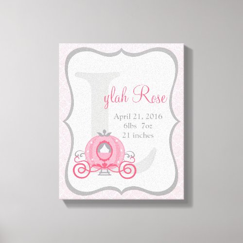 Princess Carriage Pink and Gray Canvas Art