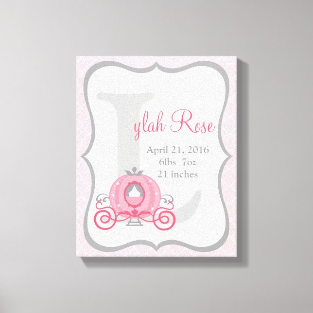 Princess Carriage Pink and Gray Canvas Art (Front)