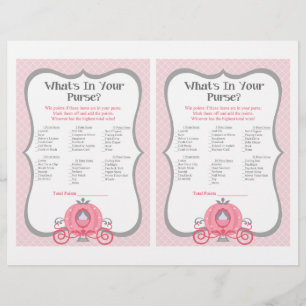 Princess Carriage Pink Baby Shower Purse Game