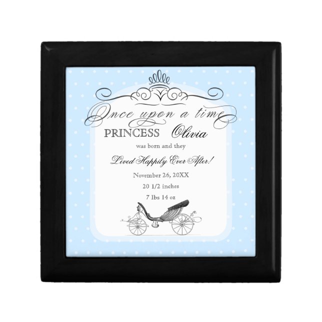 Princess Carriage Polka Dot Swirl Custom Baby Girl Gift Box (Front)