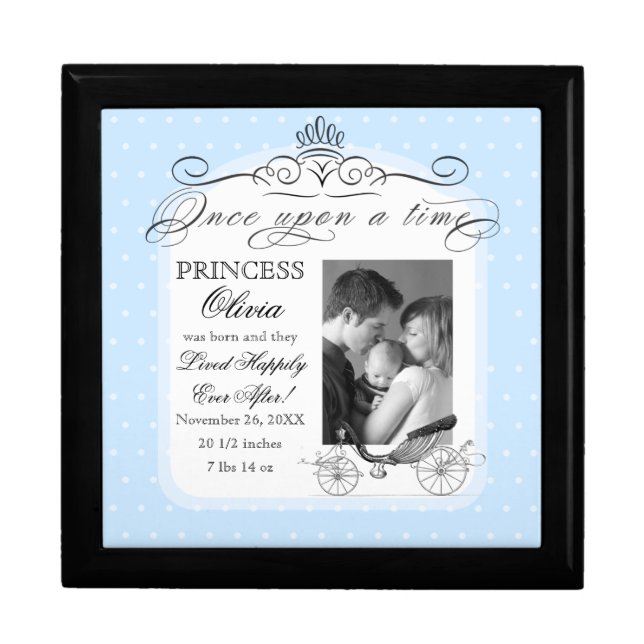 Princess Carriage Polka Dot Swirl Photo Baby Girl Gift Box (Front)