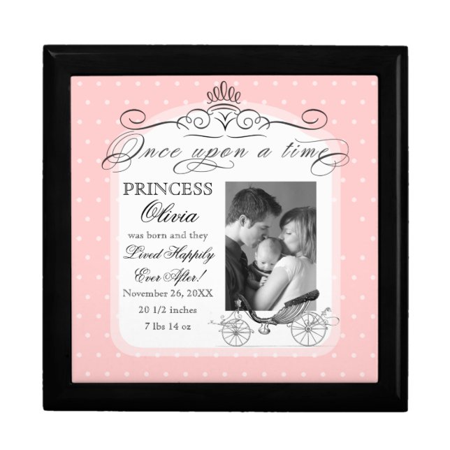 Princess Carriage Polka Dot Swirl Photo Baby Girl Jewelry Box (Front)