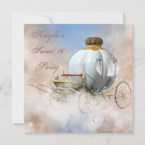 Princess Carriage Princess Sweet 16 Birthday Custom Announcements