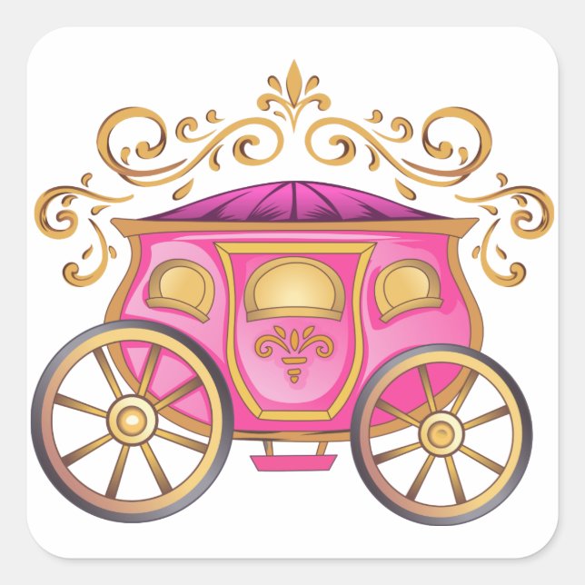 Princess Carriage Square Sticker (Front)