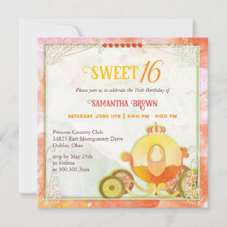 Princess Carriage Sweet 16 Birthday Party Invitation