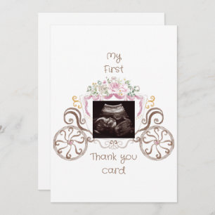 Princess Carriage Ultrasound Baby Shower Funny Thank You Card