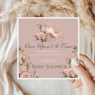 Princess Carriage Vintage Pink Roses Baby Shower Napkins