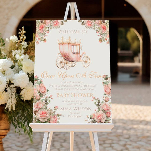 Princess Carriage Vintage Pink Roses Welcome Foam Board (Creator Uploaded)