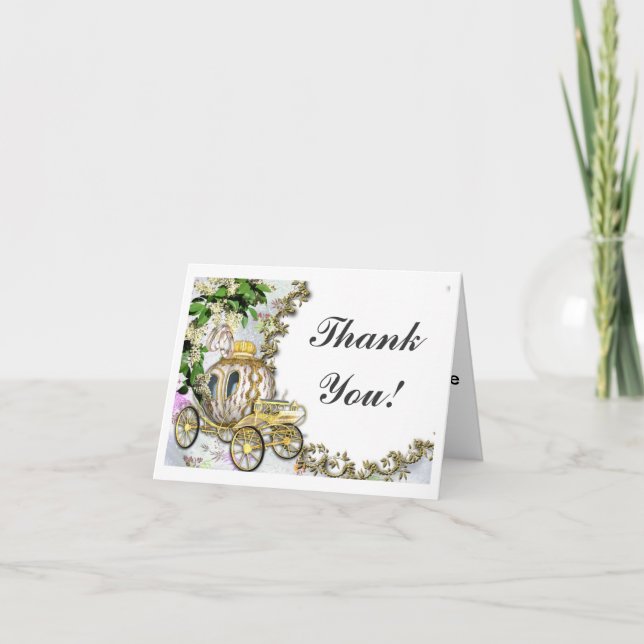 Princess Carriage wedding Thank You notecards (Front)